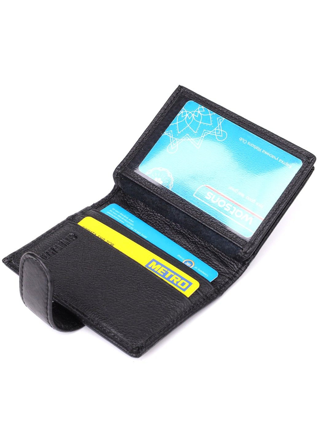 Компактный мужской бумажник вертикального формата из натуральной кожи 23095 Черный st leather (330642765)