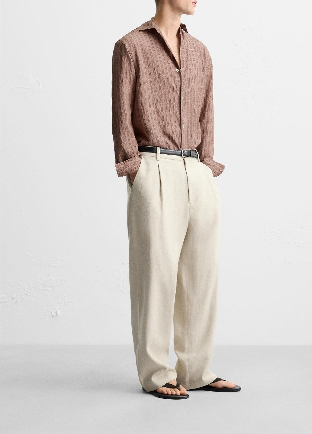 Темно-розовая рубашка в полоску Zara