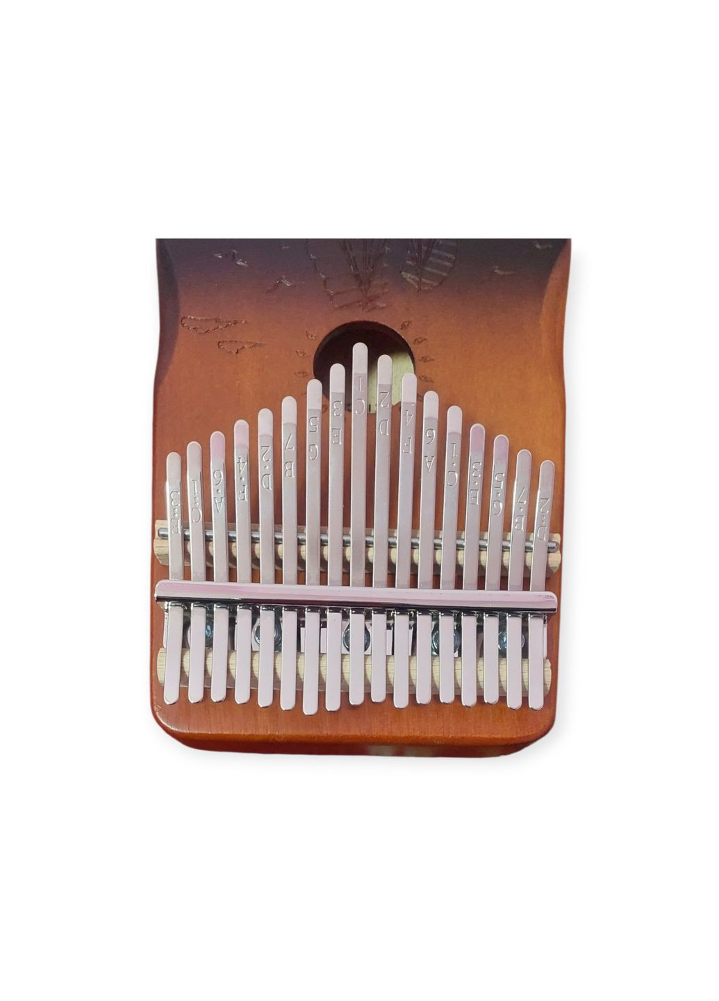 Калимба с резонатором Перкуссия Пальчиковое пианино 17 клавиш Темно- Коричневый с Узором Корабли K-17-21TK No Brand (371993910)