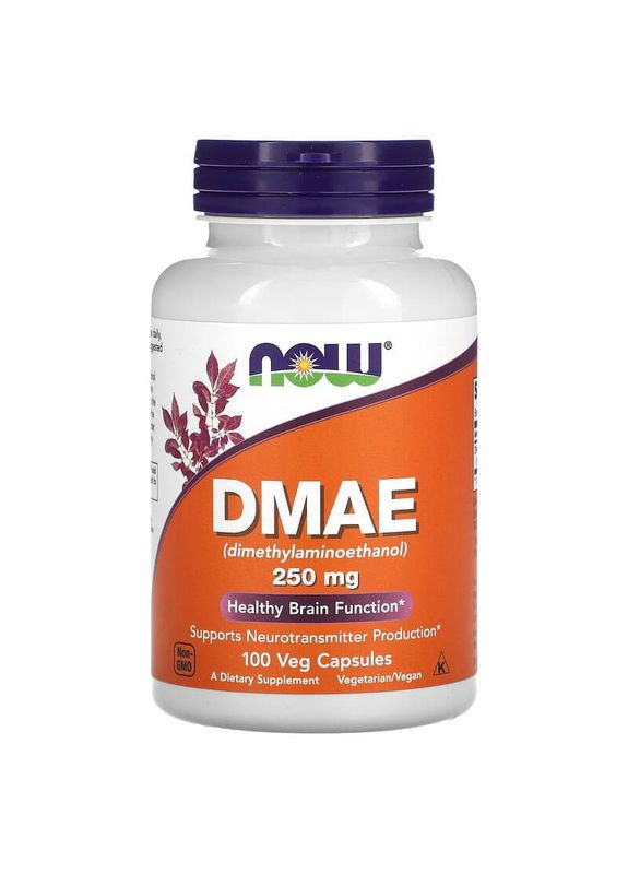 ДМАЭ 250 мг DMAE для здоровья мозга 100 растительных капсул Now Foods (283618057)