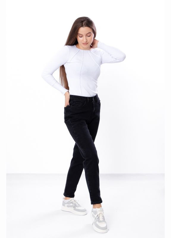 Черная зимняя джинсы женские (зима) (p-15706) Носи своє