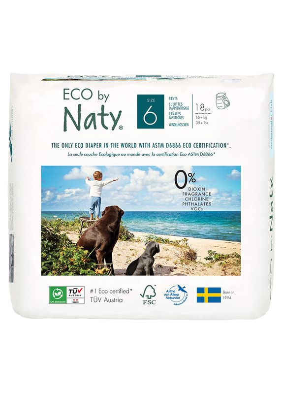 Органічні підгузки трусики Eco by розмір 6 ML (від 16 кг) 18 шт. 244114 Naty (271039582)