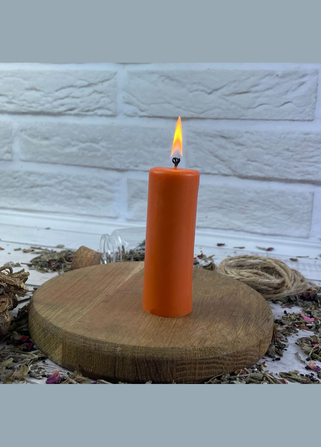 Оранжевая восковая свеча - цилиндр 3,5х10 см 5Candles (322347104)