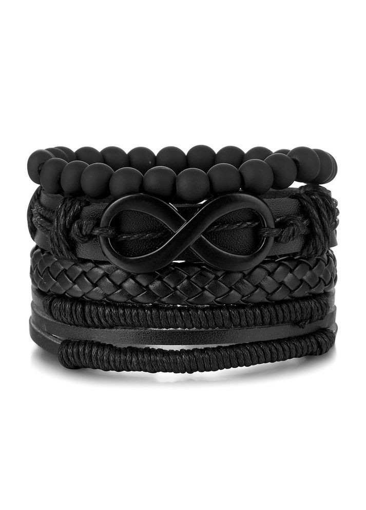 Набор плетеных кожаных мужских браслетов универсального размера бесконечность (NR0508) No Brand (370718901)