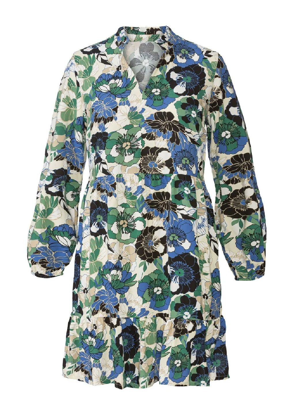 Комбинированное повседневный платье с v-образным вырезом а-силуэт Esmara с цветочным принтом