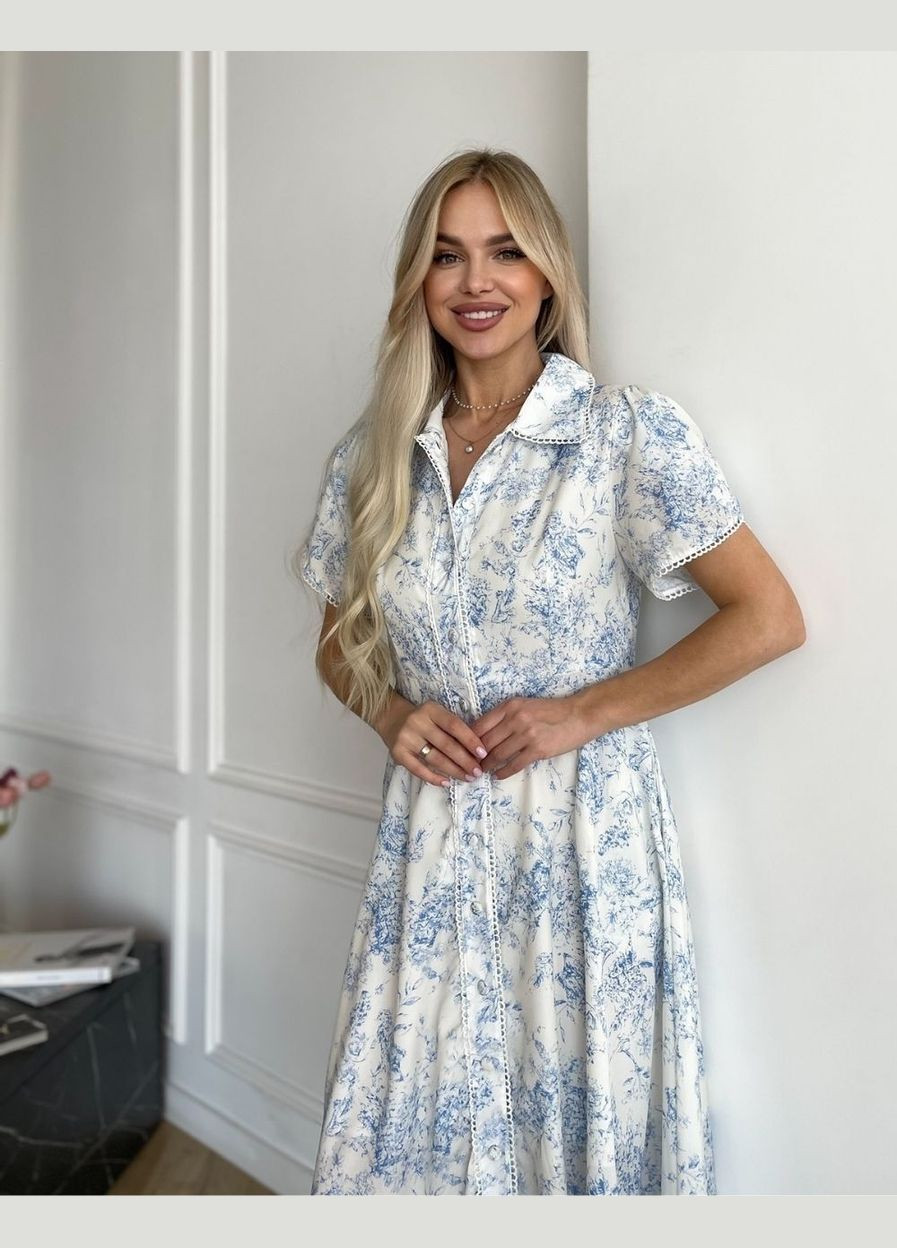 Блакитна блакитна сукня з візерунком 111678 No Brand