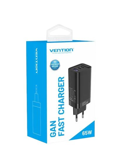 Зарядное устройство 3xUSB 65W (2xUSBC+USB-A) PD3.0+QC4.0 черный Vention (315434589)
