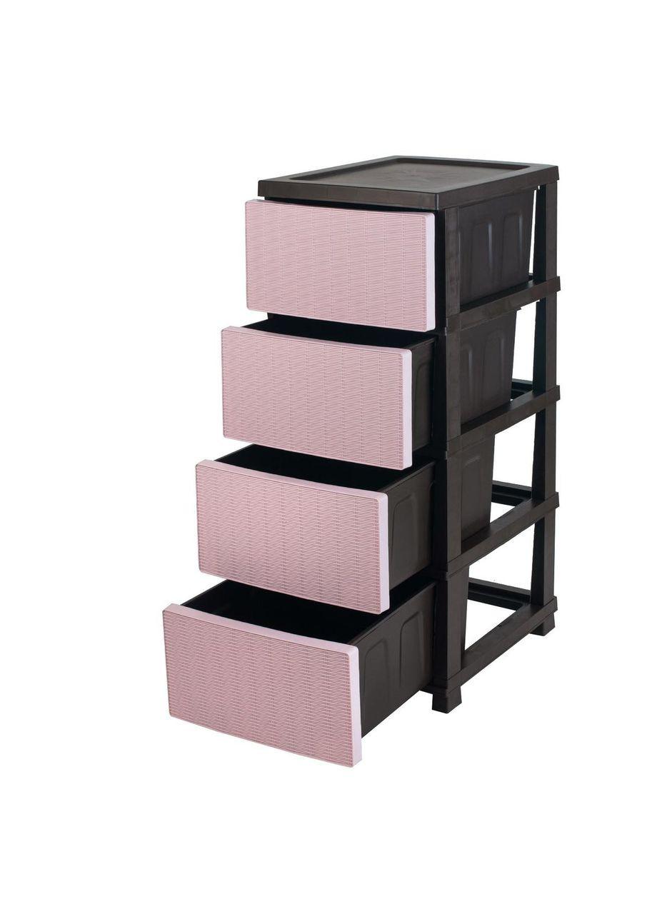 Комод пластиковий "Ротанг" 4 яруси пудра-коричневий 86*43*34см, R-Plastic (345122380)