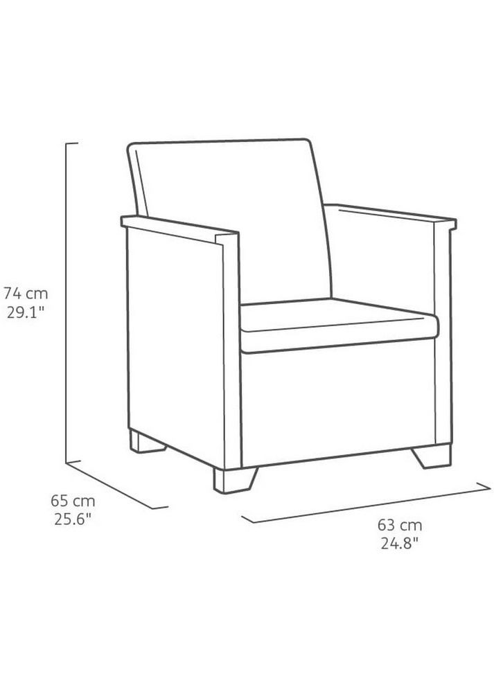 Комплект садових меблів Elodie 2 seater sofa set (Chicago table) 1 диван + 2 крісла + 1 стіл капучино 246157 Keter (317306061)