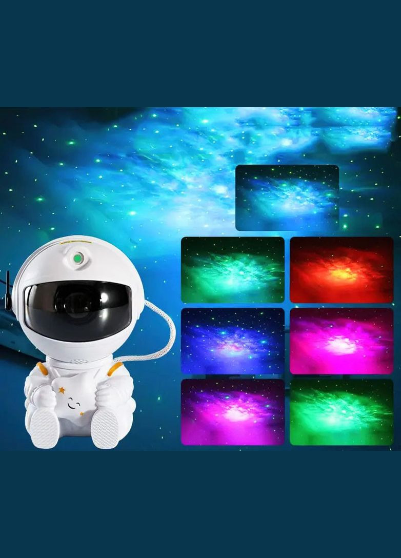 Нічник - проектор зоряного неба Астронавт Astronaut що сидить із зіркою космонавт з пультом 8 режимів No Brand (317619371)