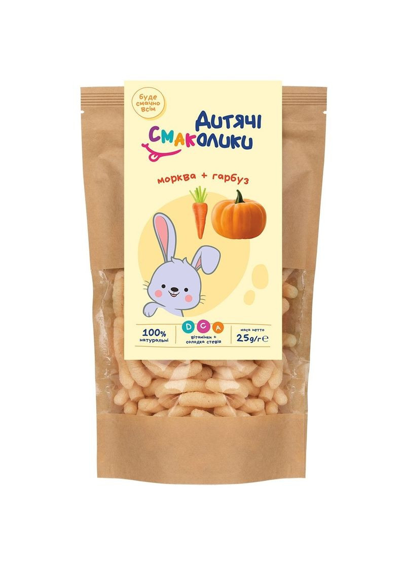 Палочки неглазированные Детские вкусности Мультизлаки Чиа-Морква-Тыква, 25 г Дитячі смаколики (331789225)