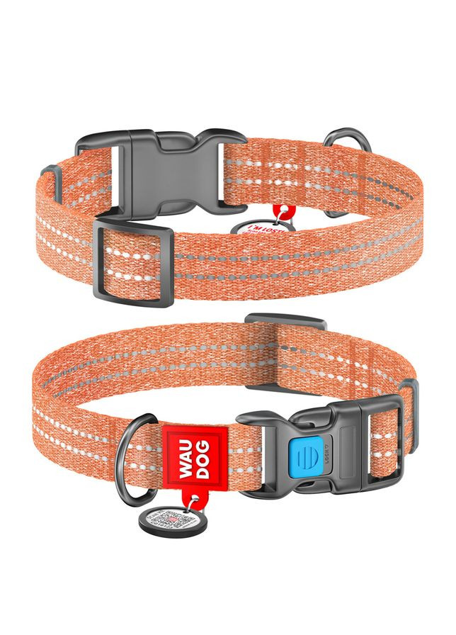 Нашийник для собак із відновленої бавовни WAUDOG Re-cotton з QR паспортом, світловідбиваючий, пластиковий фастекс, Ш 25 мм, Дов No Brand (363199077)