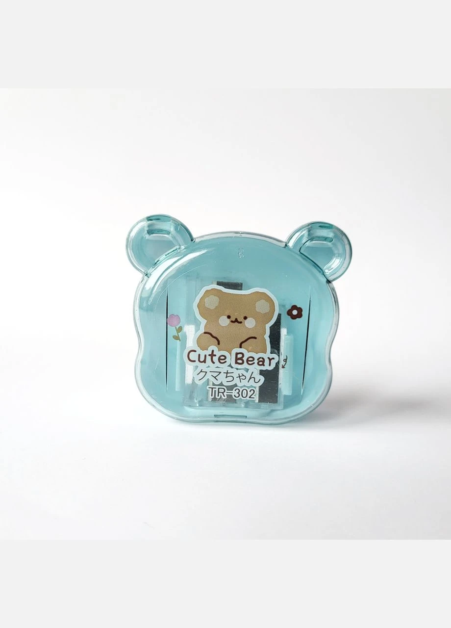 Стругачка для олівців у формі ведмедика Bear, блакитна, з контейнером для стружки, для дитячих та канцелярських олівців. No Brand (382644059)