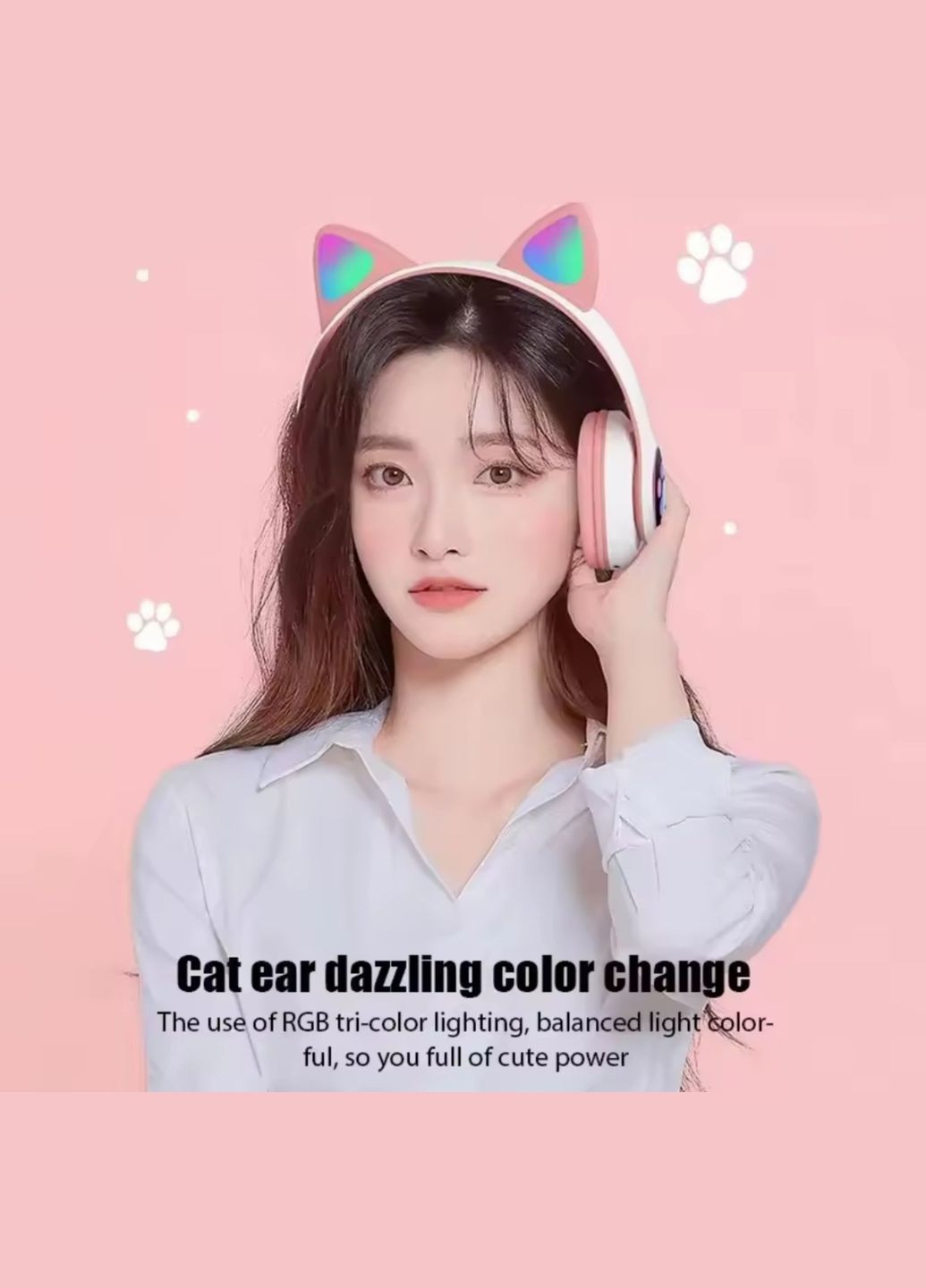 Бездротові навушники з котячими вушками (РОЖЕВІ) No Brand (340916701)