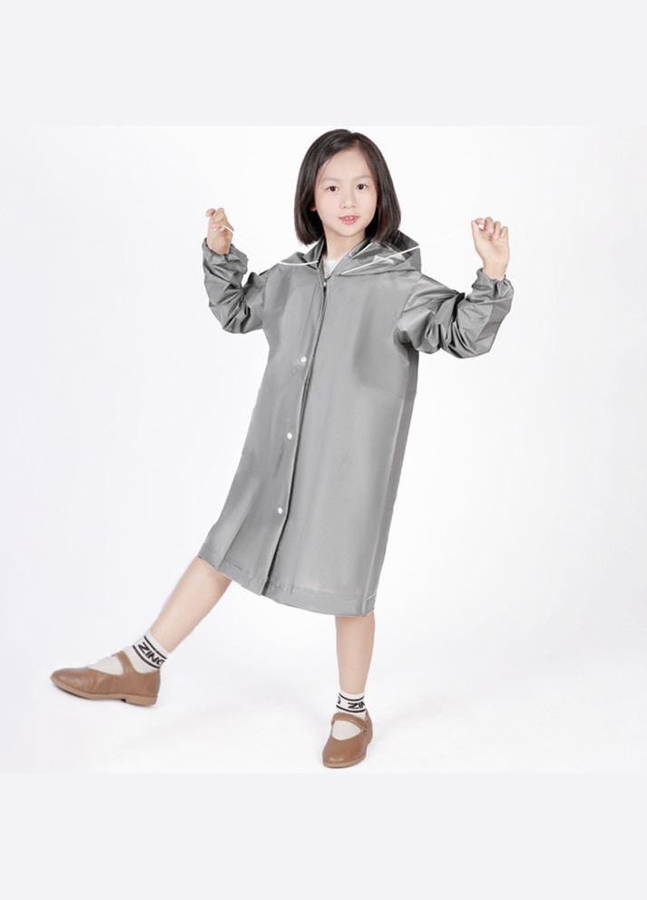Детский дождевик яркий с капюшоном на кнопках плотный EVA KIDS серого цвета Losso (330778401)