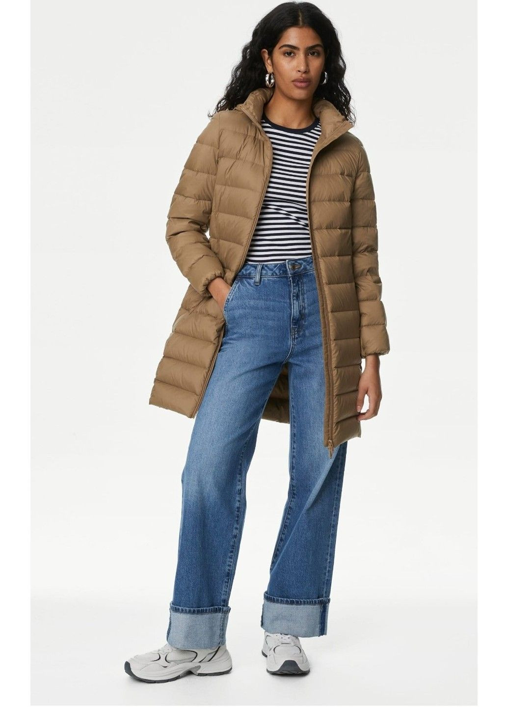 Бежева демісезонна жіноча стьобана куртка-пуховик м&s (57839) 8 бежева M&S