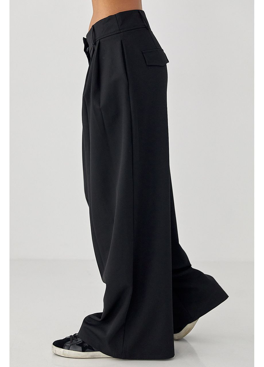 Класичні однотонні штани-палаццо зі складками Lurex (367007641)