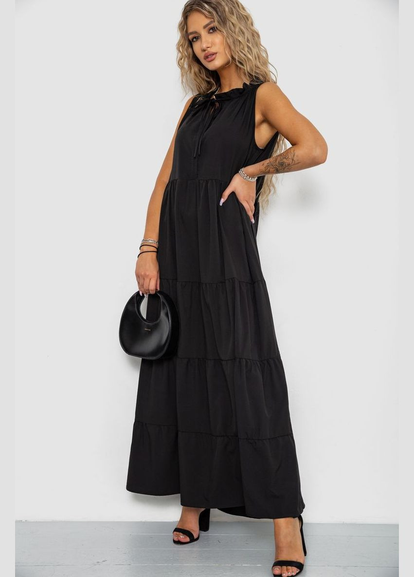Черное платье -сарафан софт, цвет черный, Ager