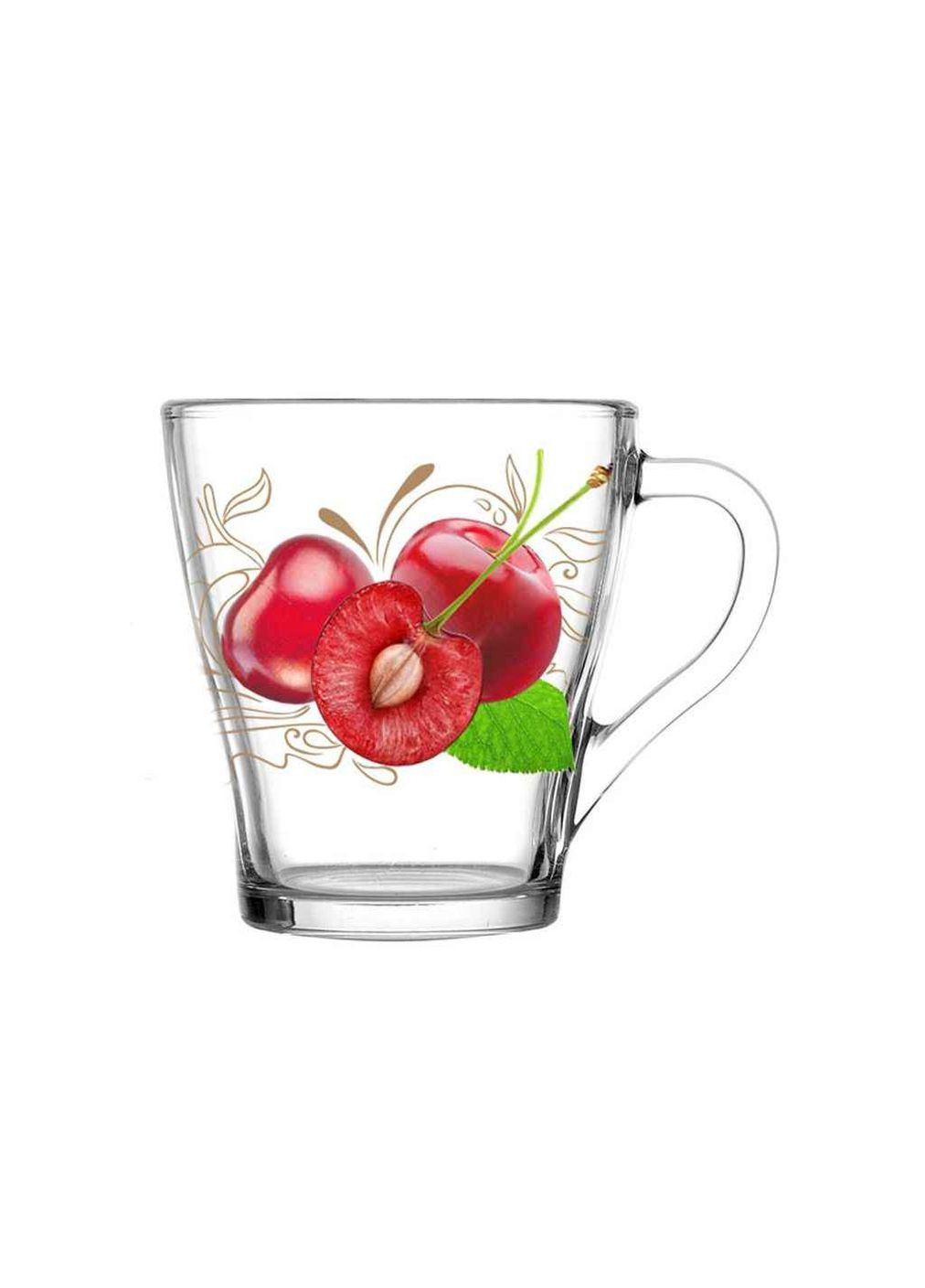 Набор чашек 6шт 280мл Грация Черешня 3д Farglass (354345492)