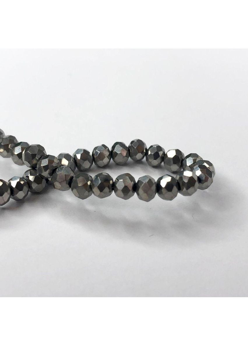 Намистини кришталеві рондель 4х3мм, нитка-130 шт, срібне напилення Plus-plus (354797089)