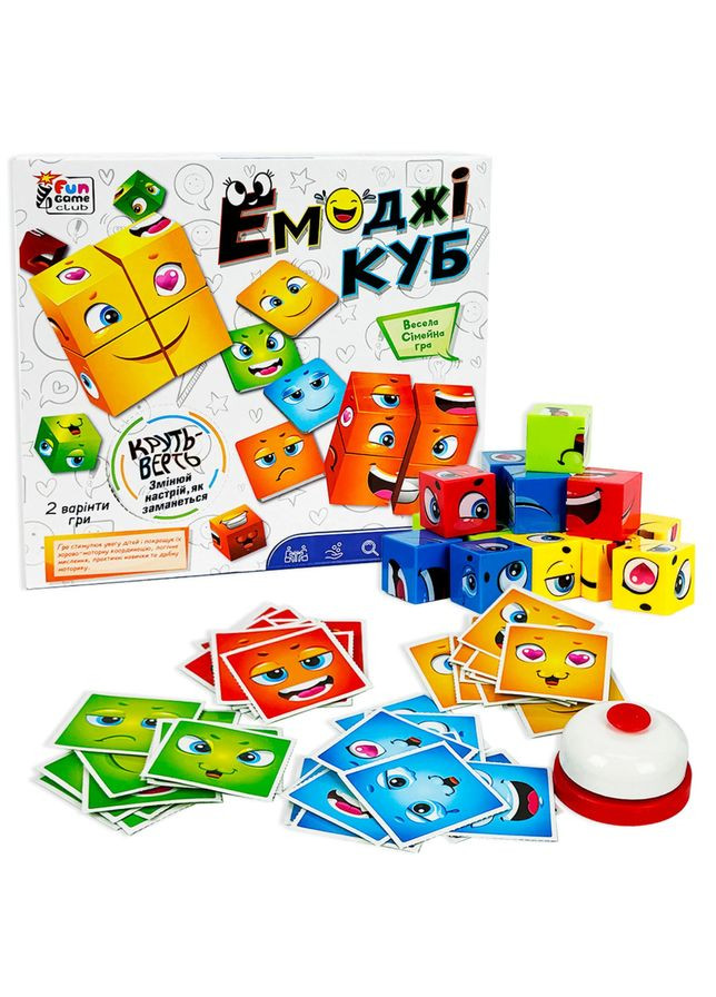 Настільна гра 4FUN Game Club Емоджі куб 48 карток дзвінок кубики (68831) No Brand (330826973)