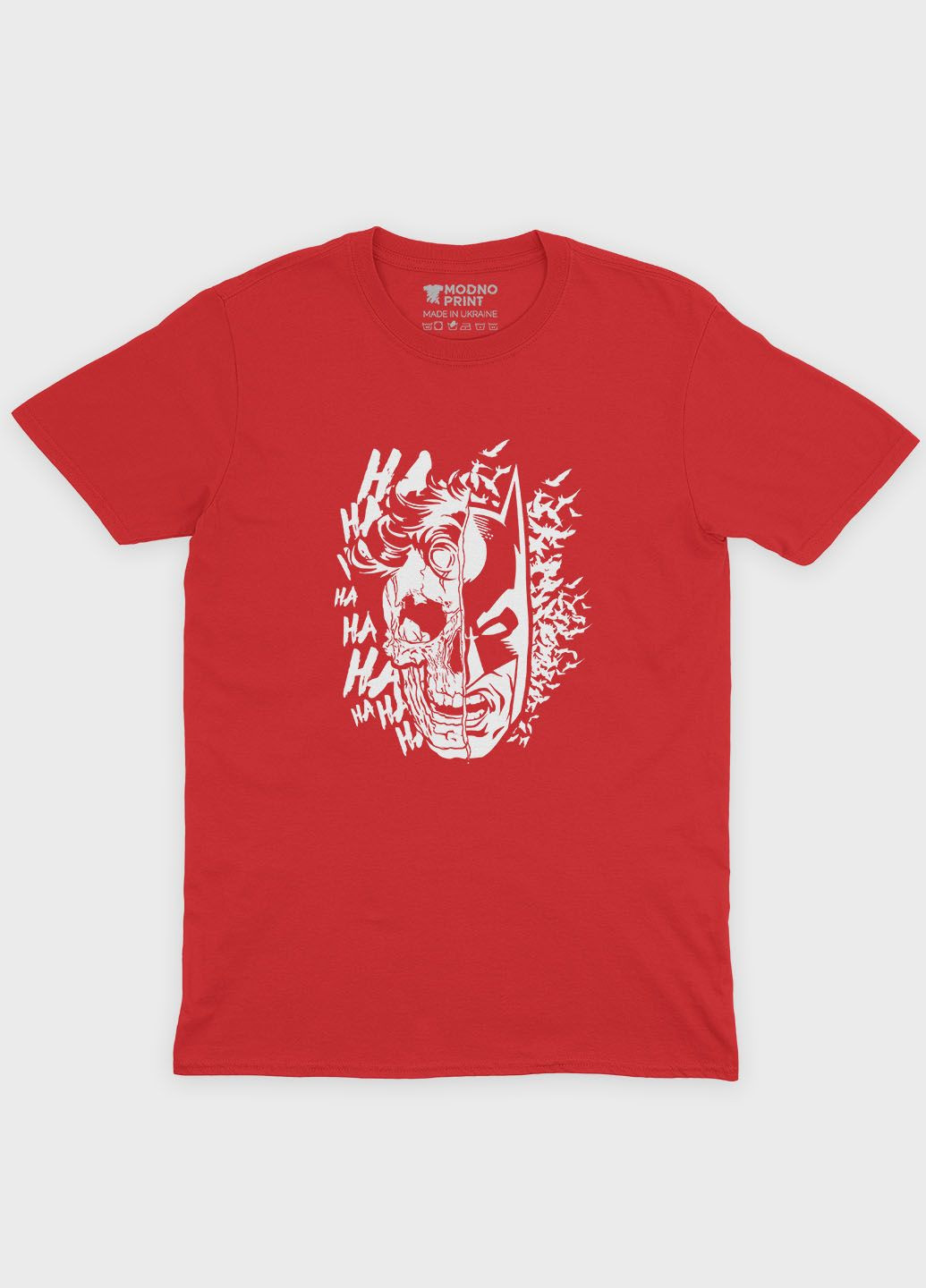 Червона демісезонна футболка для дівчинки з принтом суперзлодія - джокер (ts001-1-sre-006-005-014-g) Modno