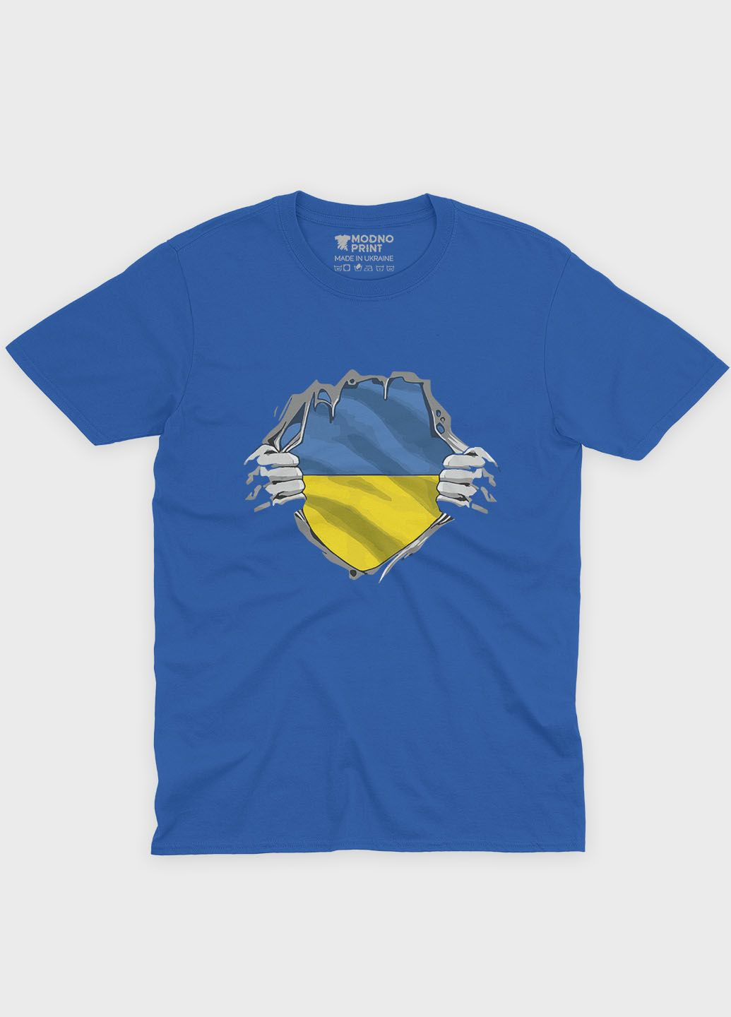 Синяя демисезонная футболка для мальчика с патриотическим принтом (ts001-3-brr-005-1-079-b) Modno