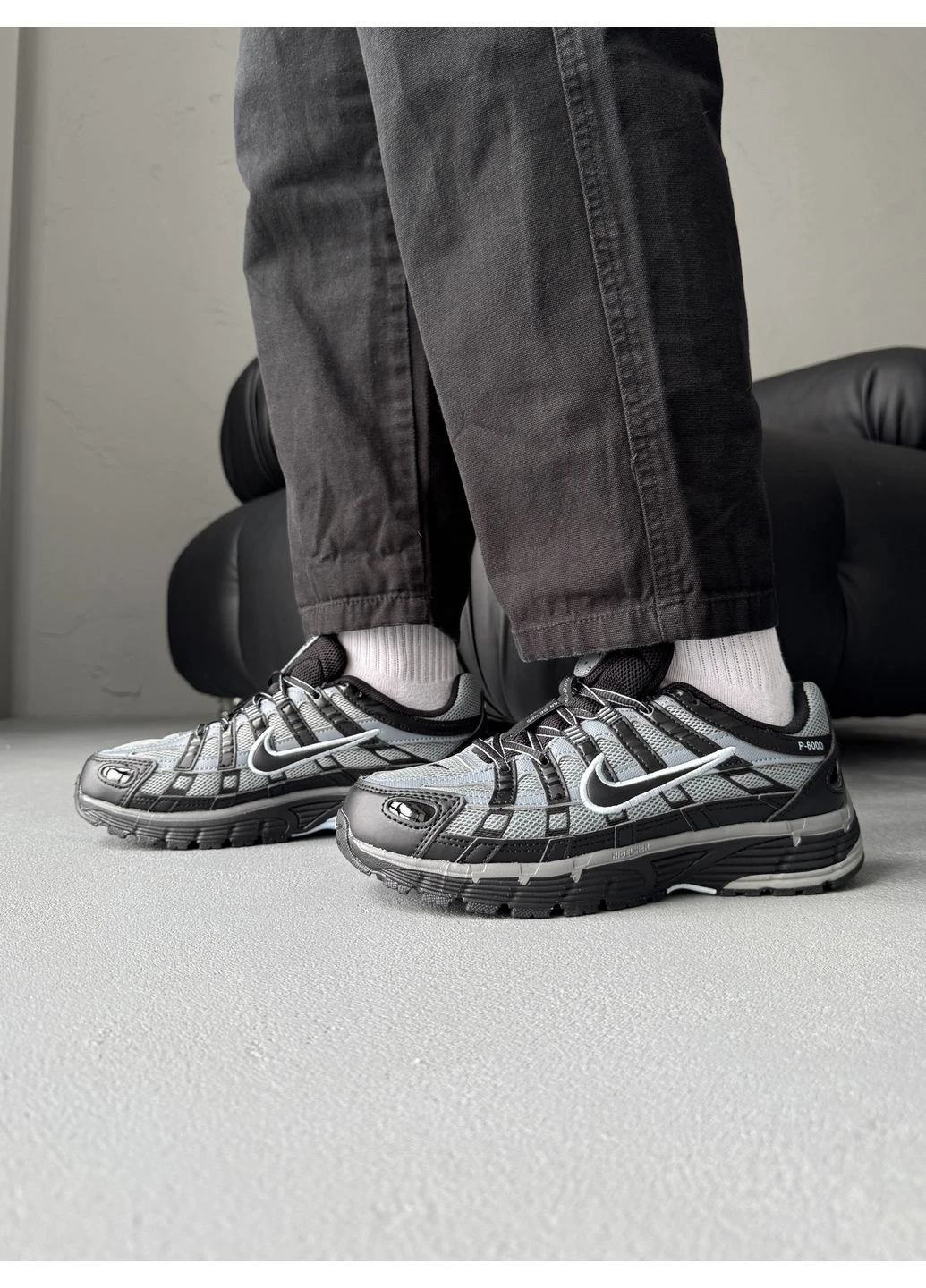 Чорні кросівки чоловічі nike p-6000 grey/black найк п-6000 чорні демісезон No Brand