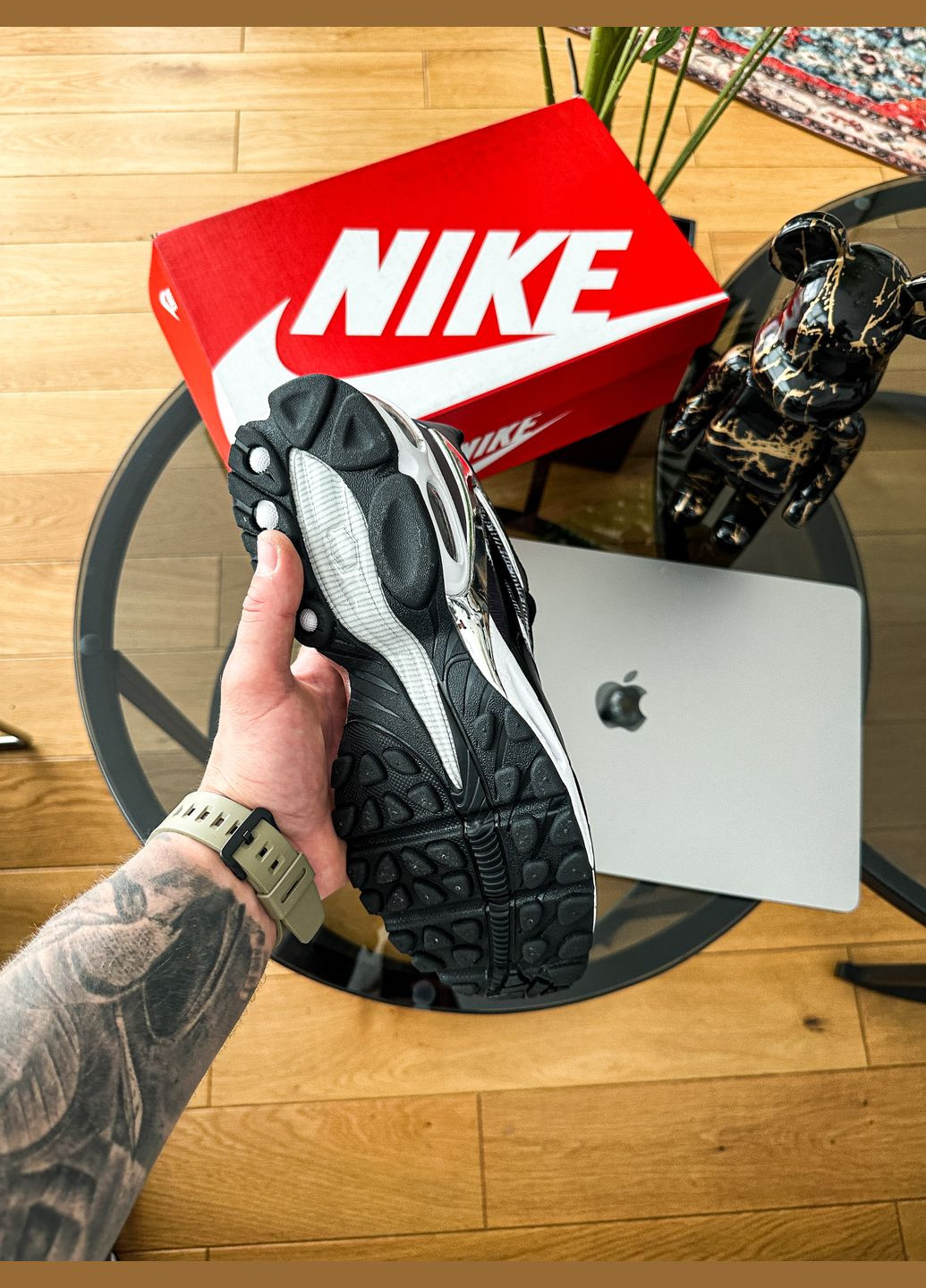 Чорні Осінні кросівки чоловічі nike air max tailwind 5 x skepta black white silver | найк аір макс теілвінд 5 х скепта чорні No Brand