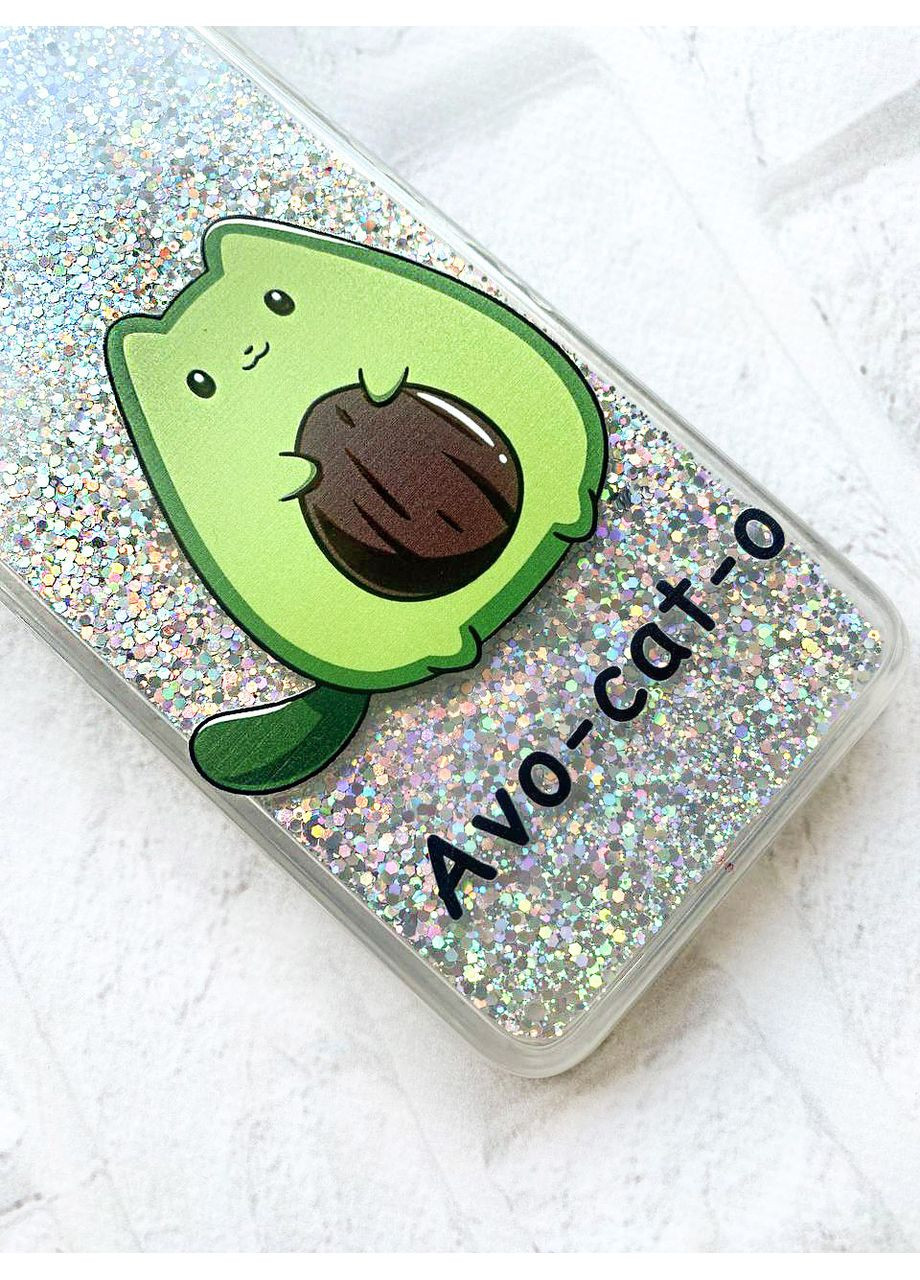 Чехол с плавающими блестками на Xiaomi Redmi Note 10 Pro/10 Pro Max Котик Авокадо (принт 306) CASE CONTROL (360660003)