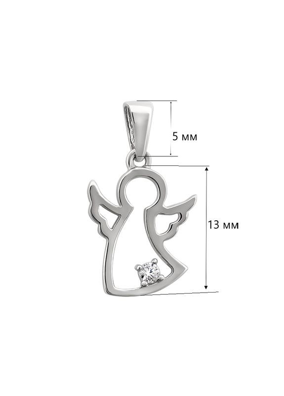 Підвіс срібний тематичний маленький янгол з одним фіанітом Каштан (342334633)