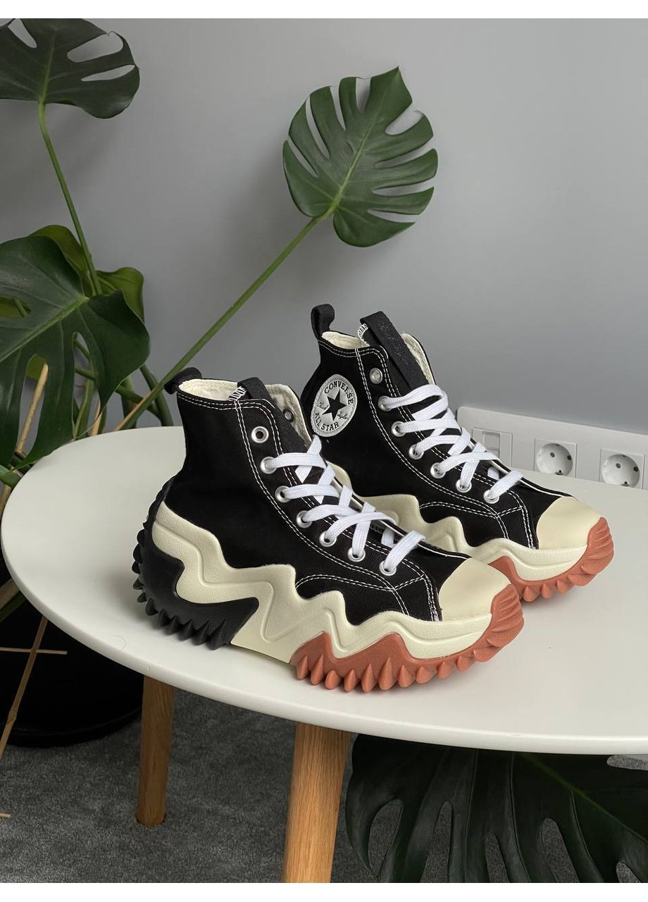 Кроссовки женские Converse Run Star Motion Hi Premium | Конверс Ран Стар черные белые No Brand чёрные демисезоны (361668005)
