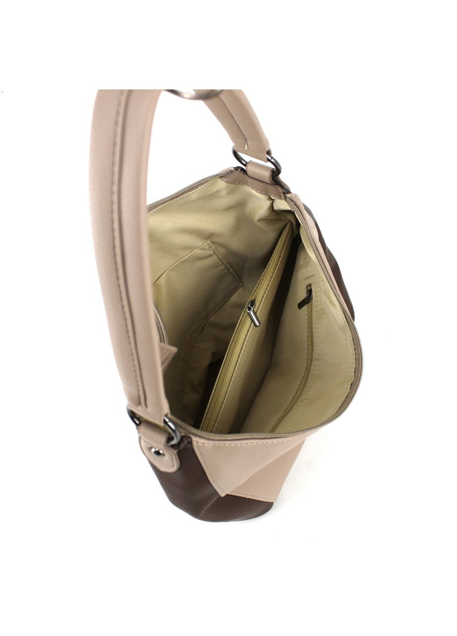 Вместительная женская сумка из экокожи с натуральной замшей 68272177 коричневая Voila (309161349)