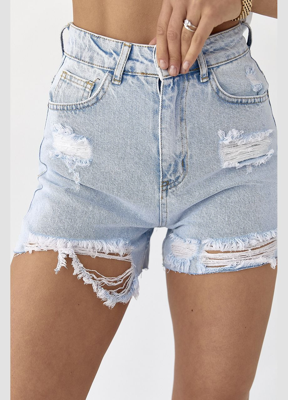 Жіночі джинсові шорти з дірками Lurex (330357631)