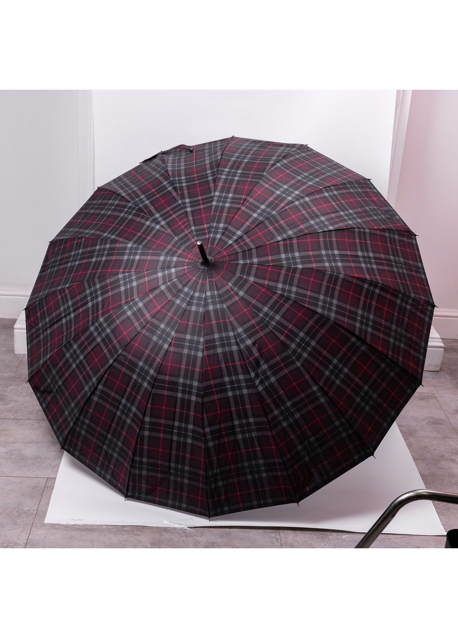 Червона} класична парасолька-тростина напівавтомат з поліестеру 16 спиць діаметр 117 см червона hp-23-4r Yiwu (370675767)