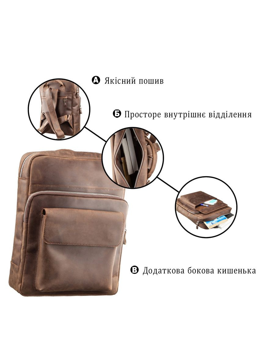 Рюкзак унісекс з матової шкіри 11175 Коричневий Shvigel (328449814)