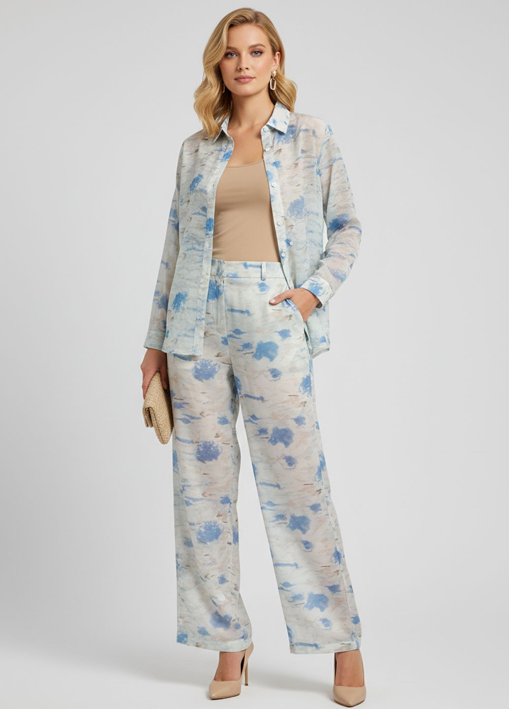 Жіночий шифоновий літній брючний костюм Синій Number Nine (363261685)
