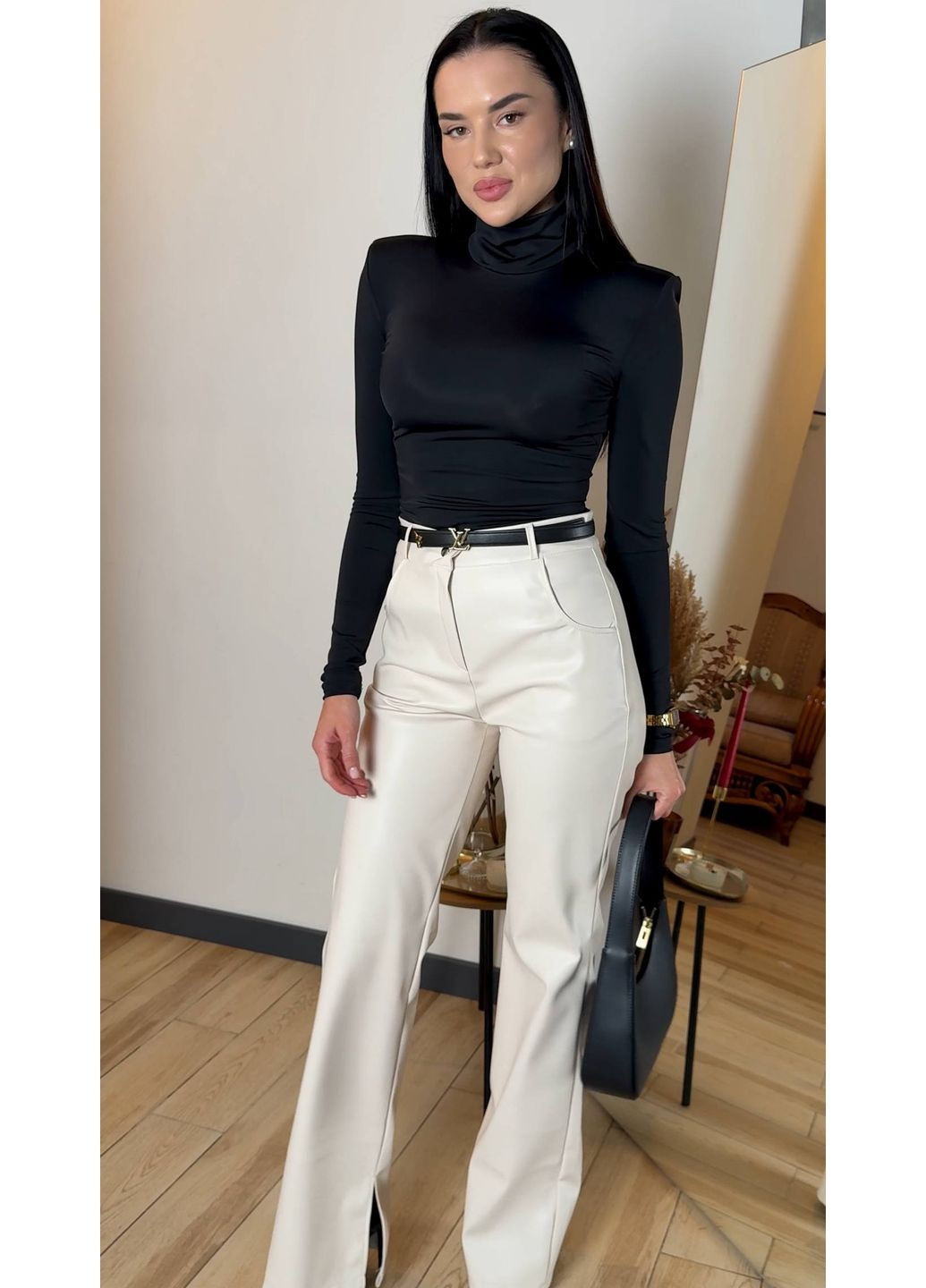 Кожаные брюки с идеальной посадкой и вырезами😍 Luna (366288777)