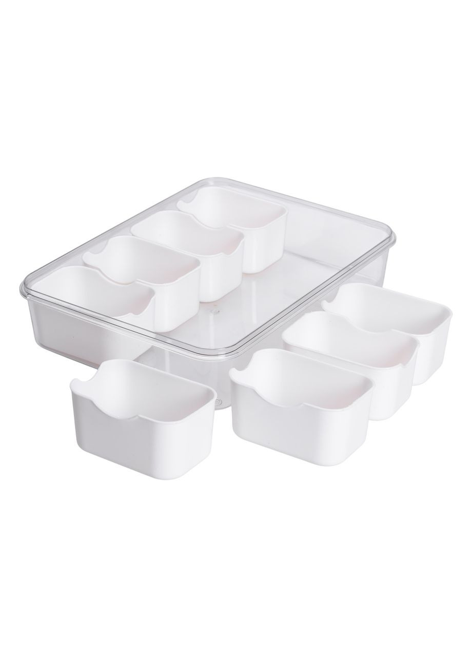 Контейнер для їжі з 8 відсіками 31х24х7 см судок для їжі пластиковий 2.5 л Білий HP-27-3 Yiwu (365256753)