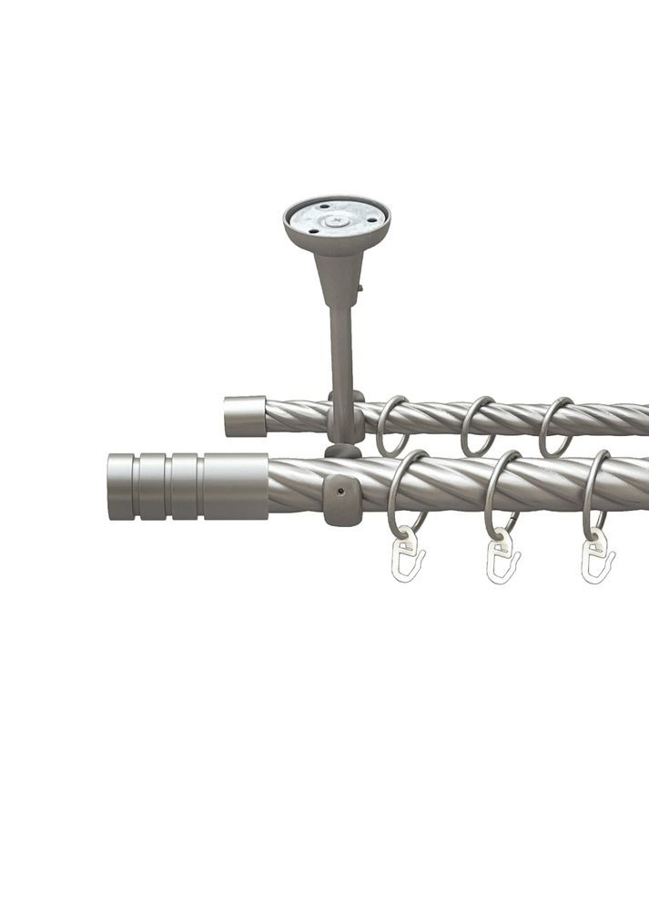 Карниз Модуло металевий дворядний відкритий до стелі скручена труба Сатин 25\16 мм 160 см (00-00026181) ORVIT (300845408)