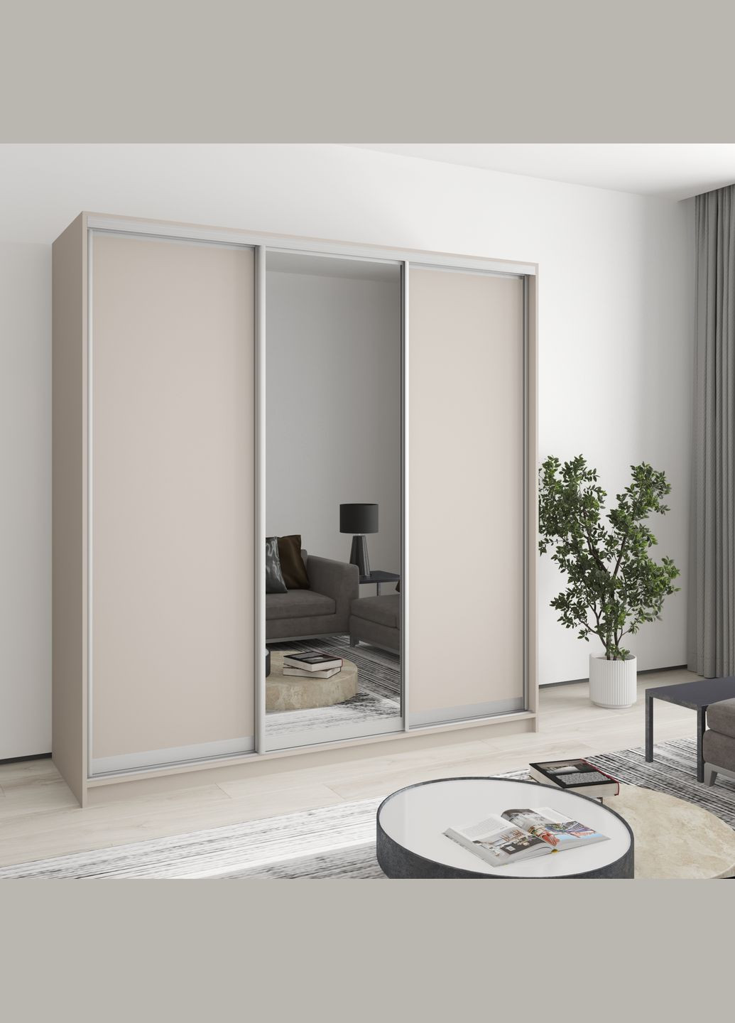 Шкаф-купе трехдверный Стандарт AL 2ДСП/Зеркало 200x45x210 см (MBS-2928) MebelStar (346288703)