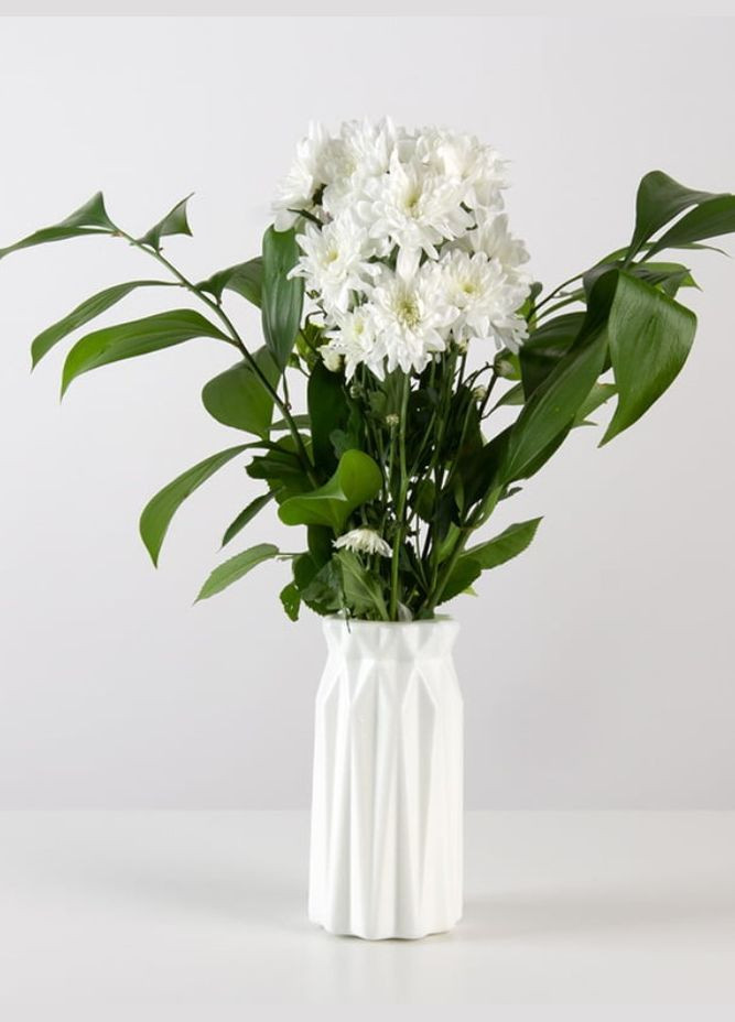 Минималистическая стильная белая ваза для цветов No Brand (278594447)