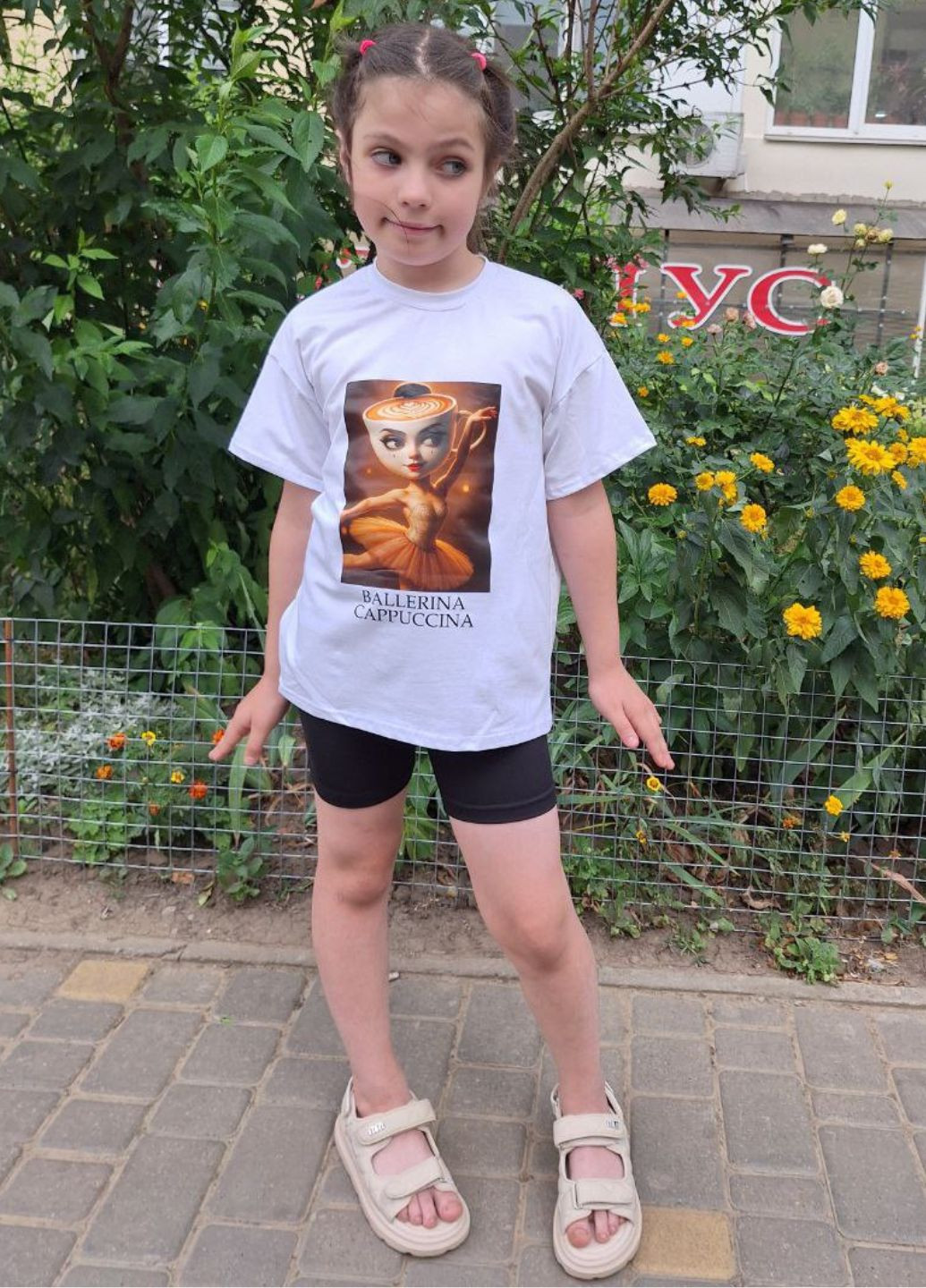 Біла демісезонна базова легка трендова повсякденна вільна дитяча футболка з принтом спереду Tik-Tak