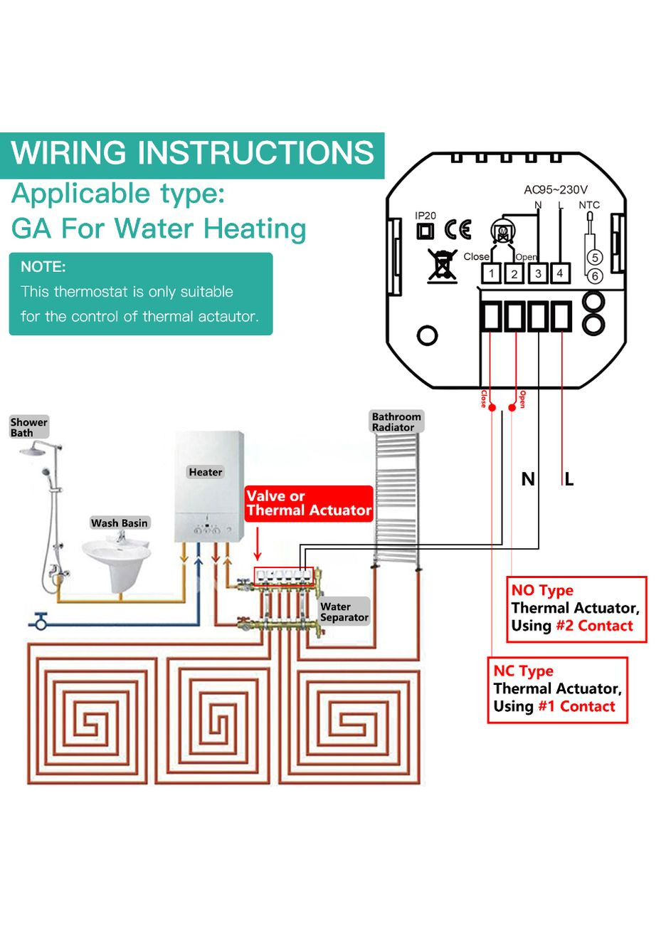 Розумний програмований сенсорний термостат Moes BHT-002-GA (3A) для водяних систем опалення з WIFI керуванням No Brand (300577739)