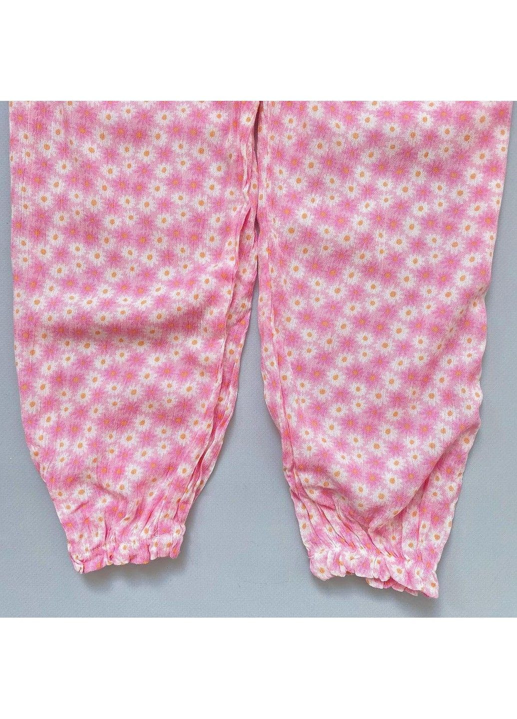 Штани дитячі літні з квітками, рожеві Primark (333334373)