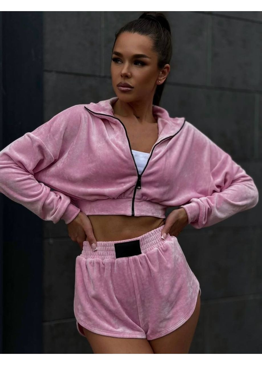 Велюровий спортивний костюм з шортами No Brand Р4959-518/2 (351856871)