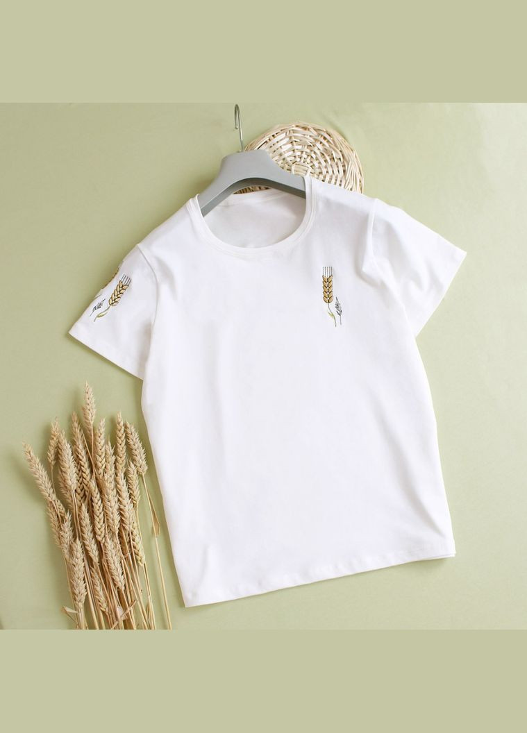 Женская футболка с колосьями пшеницы на рукаве Ladan - (301026487)