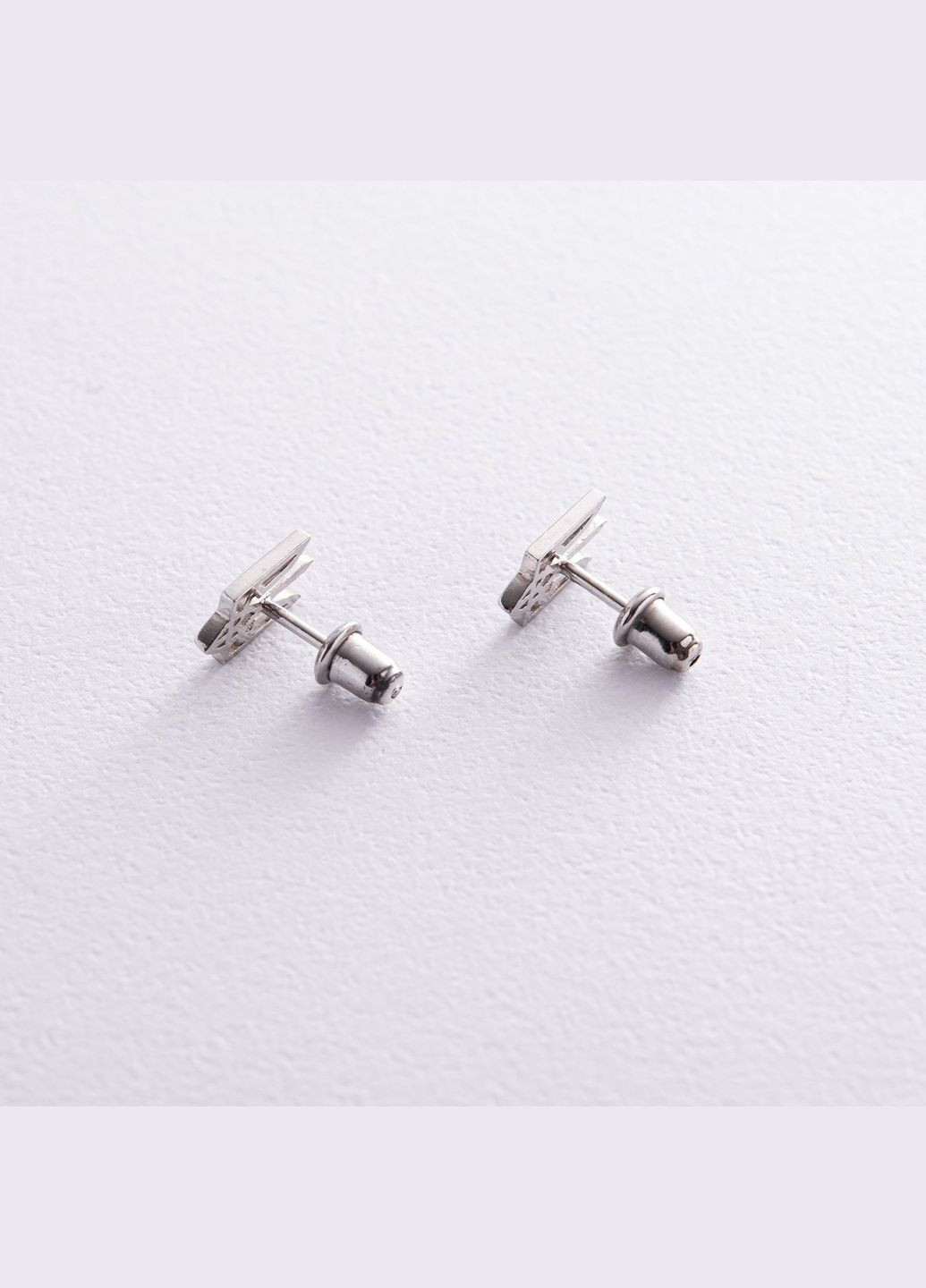 Серебряные серьги - пусеты Герб Украины Тризуб 121311 Oniks (264023335)