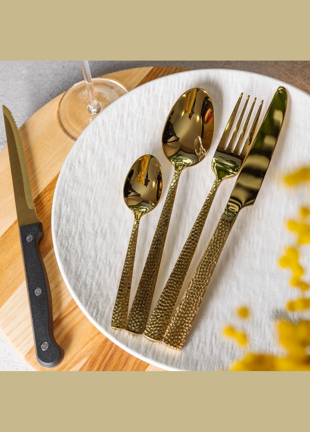 Набір столових приборів із нержавіючої сталі на 6 персон з органайзером, золото Yiwu (361678196)