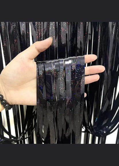 Дождик для фотозоны с голограммой 1 м на 1 м черный Jannet Дощик (316353622)